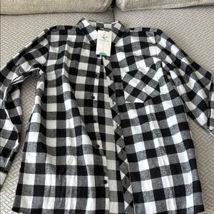 Black and White Checkered Casual Button Down Shirt